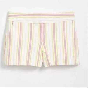 Pantalones Cortos LOFT The Riviera Texturizados Blanco Rayas Azul Lima Rosa Talla 10 ¡Nuevos! - Imagen 1 de 14