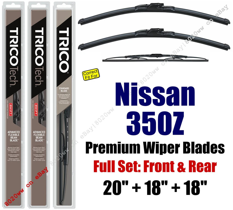 Лопасти стеклоочистителя 3 шт передние задние подходят для Nissan 350Z 2003-2009 годов выпуска 19200/180/30180 - Изображение 1 из 1