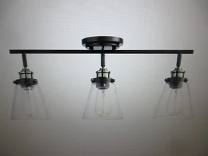 Globe Jackson 2 ft. 3-Light Dark Bronze Track Lighting with Clear Glass Shades - Picture 1 of 5