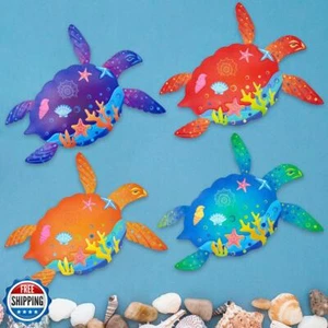 Oraytteo Sea Turtle Wall Decor, 4 Pack Metal Turtle Outdoor Wall Decor, Fence - Picture 1 of 5