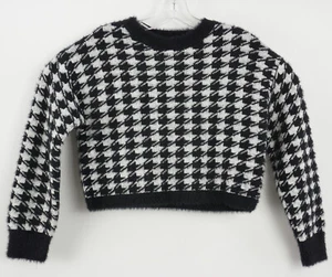 New 1901 Girl's Kids' Sizes L / XL Black Ivory Houndstooth Knit Crewneck Sweater - Picture 1 of 9