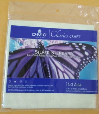 Charles Craft Cross Stitch IVORY AIDA Fabric 12 X 18 Silver Standard 14 Count  - Image 1 of 2