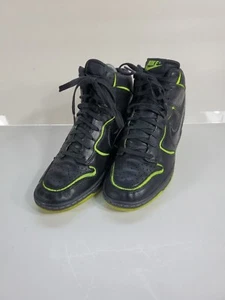 NIKE Dunk Sky High Cut Out Premium Black Volt Green Shoes 644411-002 Women's 8.5 - Picture 1 of 12