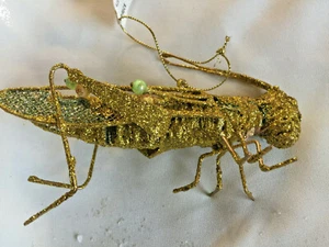 Christmas Large Grasshopper Ornament Wire, Glitter, and Beads NWT - Picture 1 of 2