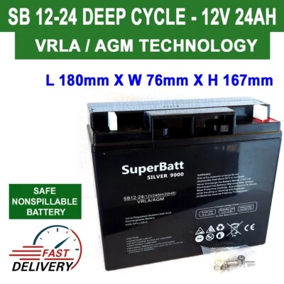 SUPERBATT SB12-24 12V 24AH (Replace 17AH 18AH 21AH 22AH) VRLA AGM Rechargeable Battery