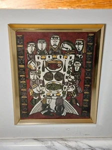 Vintage SADAO WATANABE "The Last Supper" Rag Paper Woodblock Print Framed 1984 - Picture 1 of 11