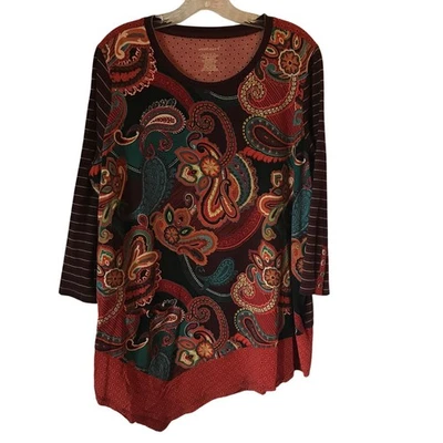 Blusa Westbound Top XL Mujer Manga Larga Pañuelo Paisley Dobladillo Multicolor  Foto 1 de 4