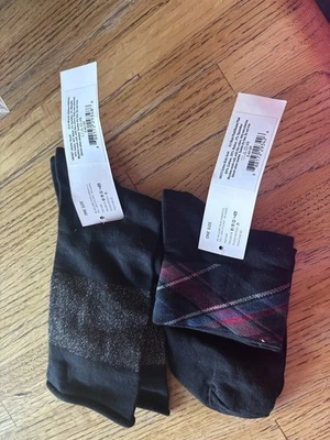 Juego de 2 calcetines Tono mezcla de algodón cortos un brillo enrollable uno a cuadros talla única Foto 1 de 4