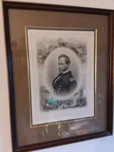 Antique Framed Civil War General William T. Sherman Engraving - Picture 1 of 3