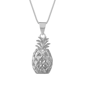 Sterling Silver Large Pineapple Pendant Necklace, 16+2" Extender - Picture 1 of 6