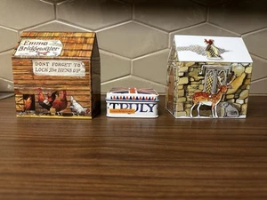 Emma Bridgewater 2 House Tins-1 Square Tin- Hens,Stone House,Deer, Snow - Picture 1 of 13