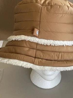 UGG UGGFLUFF REVERSIBLE FAUX FUR BUCKET HAT IN CHESTNUT L/XL - Image 1 of 4