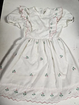 Ruth of Carolina Pink Floral White Collar Girls Dress Sz 6x Vtg 80s - Image 1 of 4