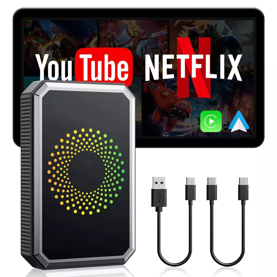LAMTTO Wireless CarPlay AI box Android Auto Adapter Converter w/ Netflix YouTube WIFI