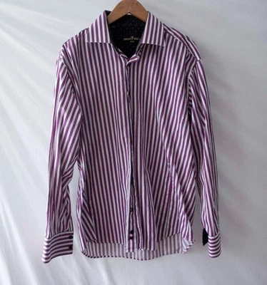 Camisa Bertigo Talla 5/XL Rayas Púrpura/Blanco *27D1203 Foto 1 de 4