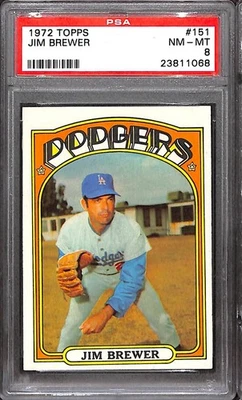 1972 Topps #151 JIM BREWER PSA 8 NM-MT 23811068  - Image 1 of 3