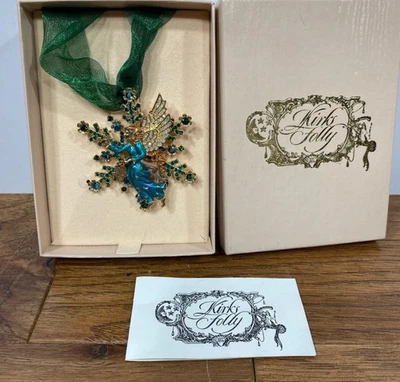 Kirk’s Folly Gold Tone Rhinestone Enamel Snowflake Angel Brooch Pendant Ornament - Image 1 of 4