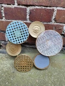 Metall Wand Deko Objekt Kreise Gold Weiß Blau Abstrakt  - Bild 1 von 5