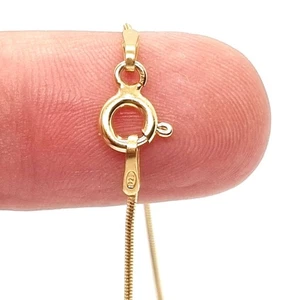 18 ct Gold Chain Necklace on 925 Sterling Silver Rounded Snake - 1mm - Picture 1 of 21