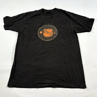 Undefeated Adult Black Puck Off T-Shirt Tee Mens NHL Hockey UNDFTD Sz L HOLES - Image 1 of 4