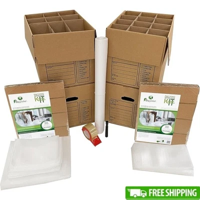 Kitchen Moving Kit Moving Boxes Packing Paper Tape Dish Glass Pack Supplies New - Image 1 of 4