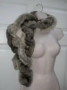 Twister Neck Scarf Grey Brown Black Thick Faux Fur Pattern Plush Versatile New - Picture 1 of 11