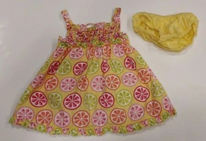 Gymboree Citrus Cooler Smocked Ruffle Dress Size 3-6 months Summer 2010 EUC - Picture 1 of 5