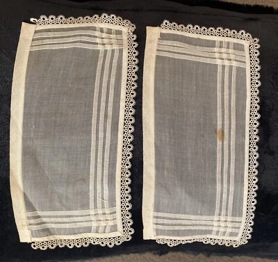 Vintage circa 1950s  Pair of Collars Pin Tucked Voile with Lace Edging - image 1 of 4