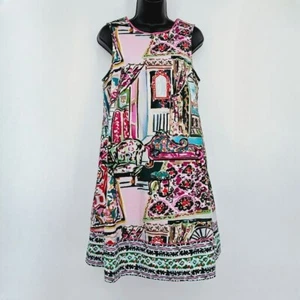 Anthropologie Shift Dress S Colorful Amelia Mini Pockets Mod Cotton Swing New - Picture 1 of 16