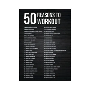 50 Reasons to Workout Poster Canvas Print Wall Decor 36x24 Living Room - Picture 1 of 4