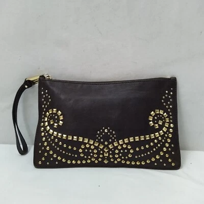 Michael Kors Brown Leather Studded Zipper Closure Credit Card Large Wallet - Image 1 of 4