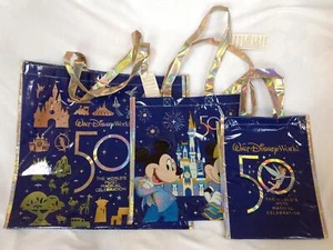 Walt Disney World 50 Aniversario Reutilizable Compras 3 Bolsas Bolso Pequeño Mediano Grande - Imagen 1 de 8
