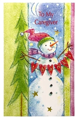 Sweet MERRY CHRISTMAS Card FOR CAREGIVER, Snowman Thanks by Gallant Greetings +✉