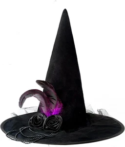 Halloween Witch Black Hat Witches Women Spooky Party Cosplay Decor Decorations - Picture 1 of 12