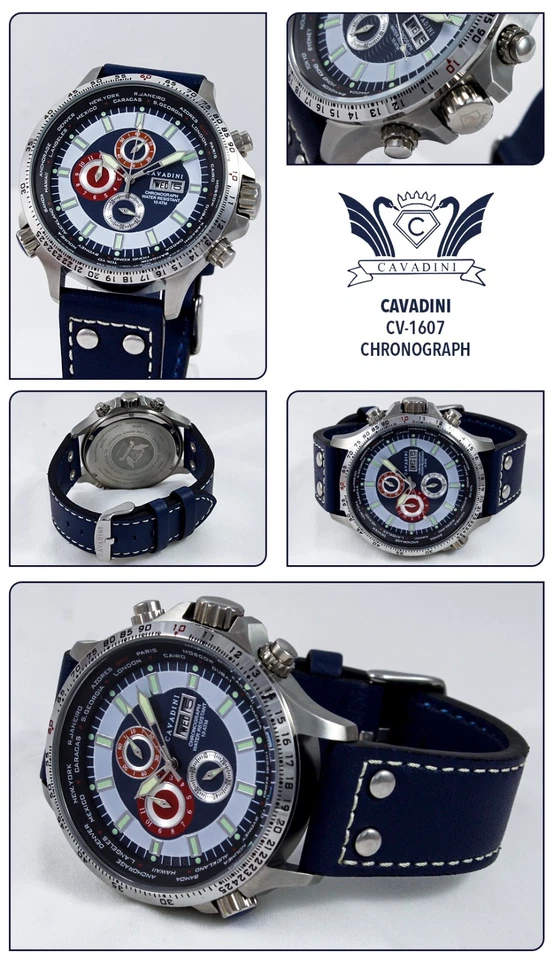 Chronograph Tag/Date - Cavadin Watch Tachymeter CV-1607 New Design - Image 1 of 2