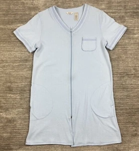 Adonna Nightgown Womens Medium Blue Full Zip Shortsleeve Cotton Blend - Picture 1 of 15