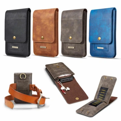 Belt Loop Dual Pocket Holster Wallet Leather Sleeves Pouch For IPhone 13 Pro Max - Image 1 of 4