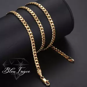 BleuFayce 20" Miami Cuban Link Chain Necklace, 4mm Gold, NO TARNISH, Men, Women - Picture 1 of 8