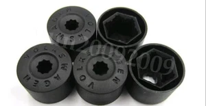 Original VW Skoda 5 x wheel bolt caps black 1K0601173 9B9 DE - Picture 1 of 2
