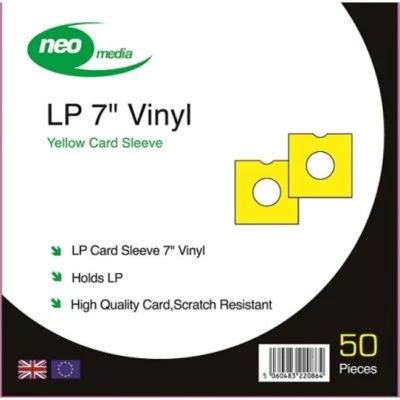 NEO MEDIA Pack of 50 x Yellow 7 inch LP Record Album Card Sleeves/Covers High Quality