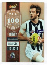 2013 AFL SELECT MILESTONE (100 GAMES) CARD - MG17 Alan TOOVEY (COLLINGWOOD)