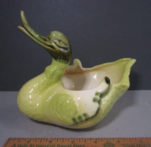 HULL USA 80 GOOSE Green Bowl Planter SWAN 6" 1950s Kitsch Ceramic Dish Olive Pea - Picture 1 of 7