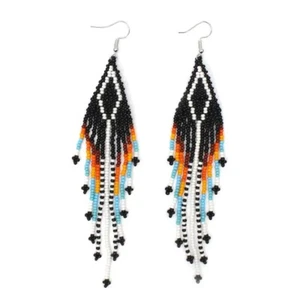 NATIVE STYLE ETHNIC BEADED HANDMADE FASHION HOOK EARRINGS E61/1 - Picture 1 of 5