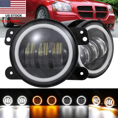 Luces antiniebla LED redondas de 4" DRL luces de ojo de ángel para Dodge Magnum 2005 2006 2007 2008 Foto 1 de 4