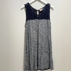 LILKA ANTHROPOLOGIE Women’s Navy Blue SPACE DYE ESME DRESS Lace Detail Size L - Picture 1 of 8