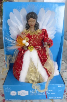 LED Fiber Optic Tree Topper Angel 12" tall New in box 2023 African Holiday Time - Image 1 of 4
