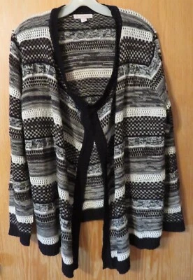 Кардиган женский Dressbarn 1X акриловая смесь черный серый белый с открытой передней частью - Изображение 1 из 4