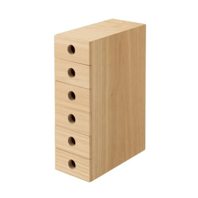 MUJI Wood Small Storage Drawer Box 6 stage 25.2×17×8.4 cm Organize Desk Japan - Image 1 of 4