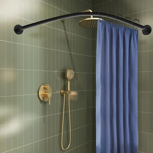 Teleskopstange L Form Duschvorhangstange Ohne Bohren Duschstange Ecke Badewanne - Bild 1 von 8