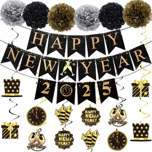 Silvester Party Zubehör 2025-33 Teile Happy New Year Deko Set, inklusive - Bild 1 von 7